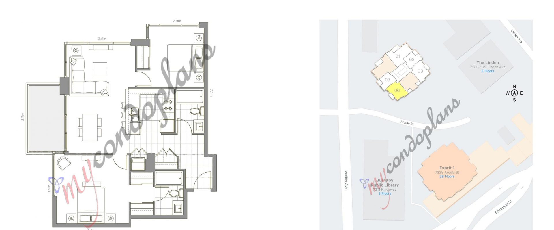 Burnaby South 2 Bedroom South Facing Condo For Rent